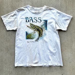 Vintage Fish Tee Mens size xl 90s made in USA Big Mouth Bass Art Graphic